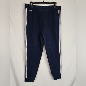 Lacoste Men's Blue Joggers with White Stripes